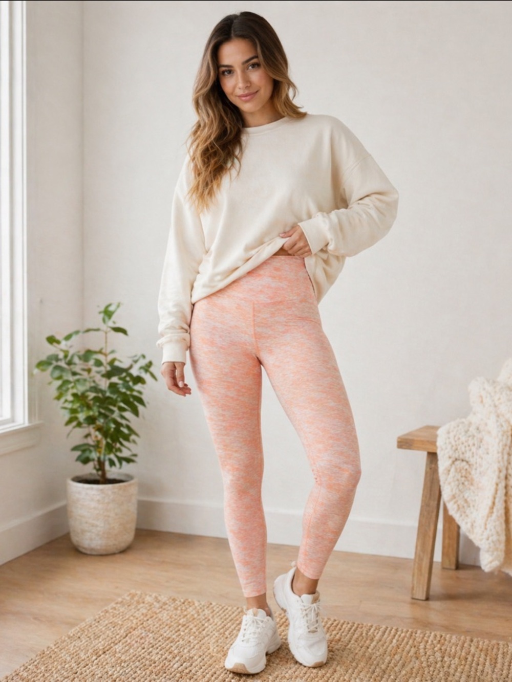 Beyond Yoga High Rise Leggings Heather Pink Soft Lounge S